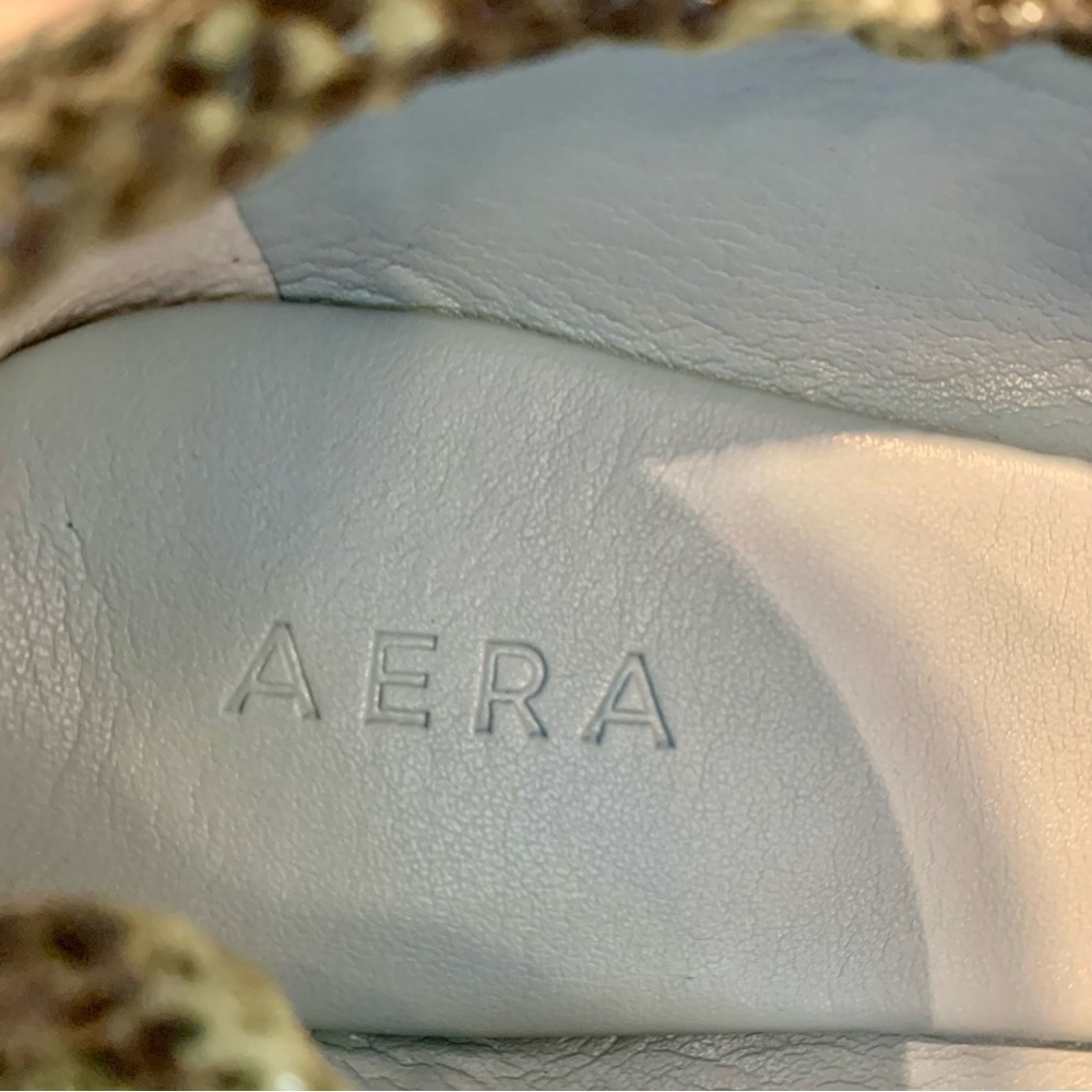 NEW Aera Flats Euro 39.5 /US 9 Ballet Slipper Style Green Python Animal Print - Picture 10 of 16